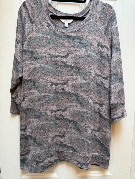 Market & Spruce Tops - Market & Spruce Heathered Pink and Gray Knit Top